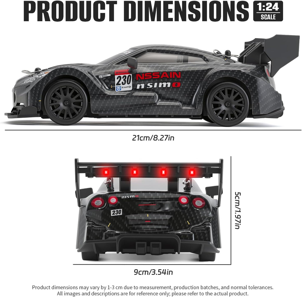 RC Drift Car, 1:24 Scale Remote Control Vehicle for Kids,2.4Ghz 20KM/H 4WD High Speed RC Cars with LED Light, Two Batteries & Drifting Tires Racing Sport Toy Cars for Adults Boys Girls Kids 8601BK