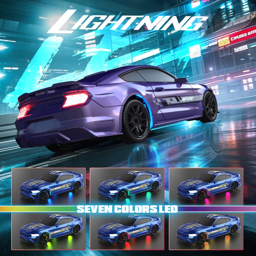 Rc Drift Car 1/43 Rc Gyro Rc4Wd Full Scale Remote Control Vehicle Metal Body Colorful Ambient Lighting Toy Cars for Boys