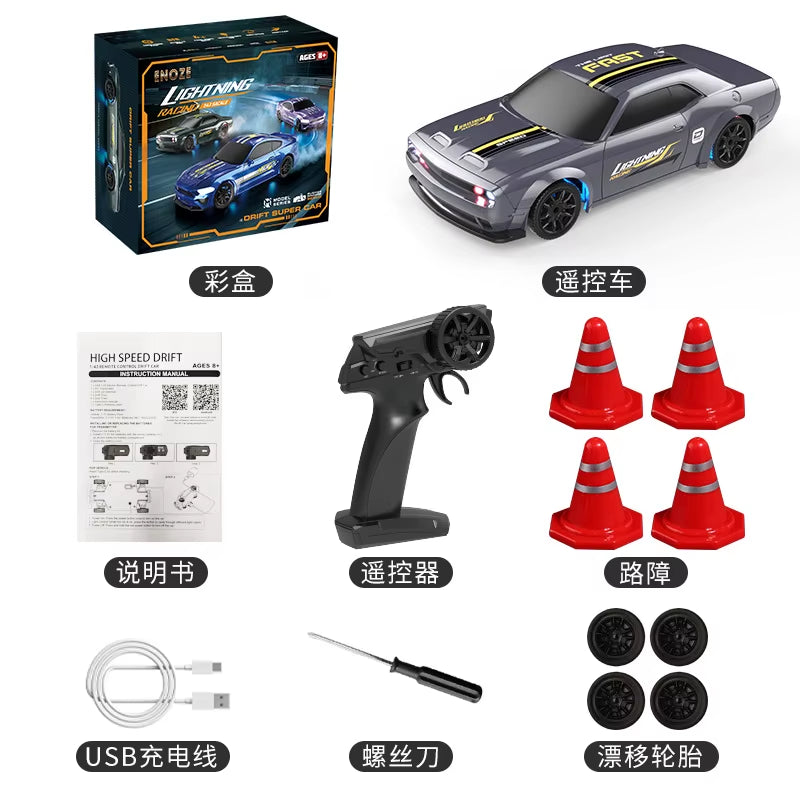Rc Drift Car 1/43 Rc Gyro Rc4Wd Full Scale Remote Control Vehicle Metal Body Colorful Ambient Lighting Toy Cars for Boys
