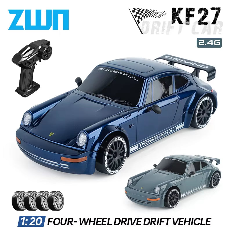 KF27 1:20 RC Drift Car with LED Light 4WD Radio Remote Control Vehical Professional 4X4 Racing High Speed Toy for Kids Best Gift