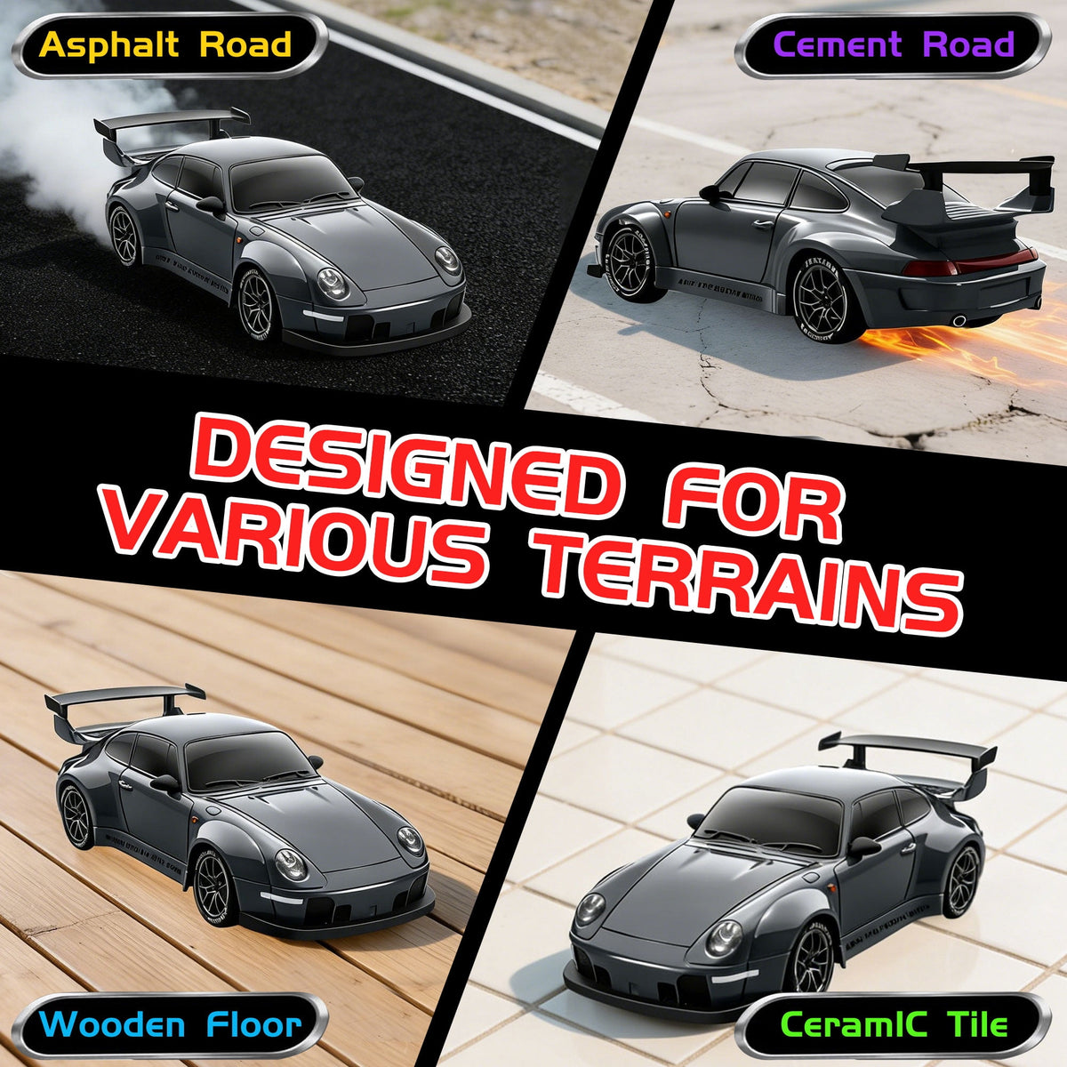 RC Drift Car 1:24 2.4Ghz 4WD High Speed Remote Control Cars Vehicle with LED Lights RC Race Car Toys for Boys Kids Adults