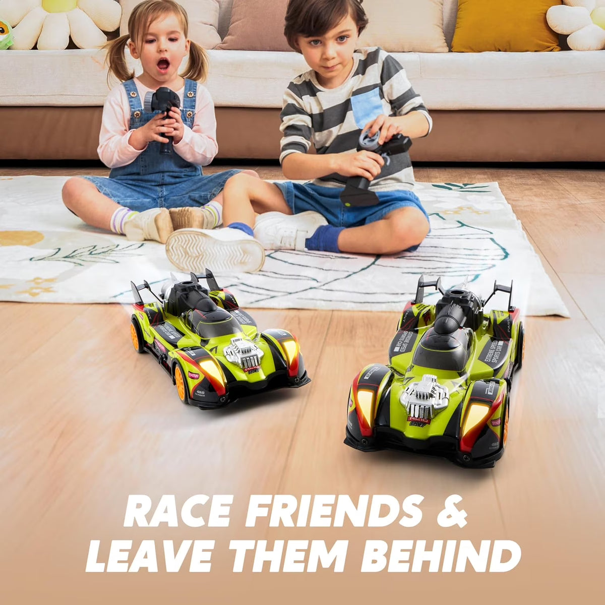 1:20 Scale Remote Control Car RC Drift, 2.4Ghz Mini Drift RC Cars, Four-Wheel Drive, with Cool Smoke Effect, Birthday Gift Toy for 6+ Year Old Boys Girls Kids(Green)