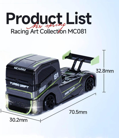 1/87 Scale Drift Rc Car - Semi-Truck Edition | 2.4Ghz 4WD High-Speed Mini Remote Control Truck with Racing Lights (Gray)