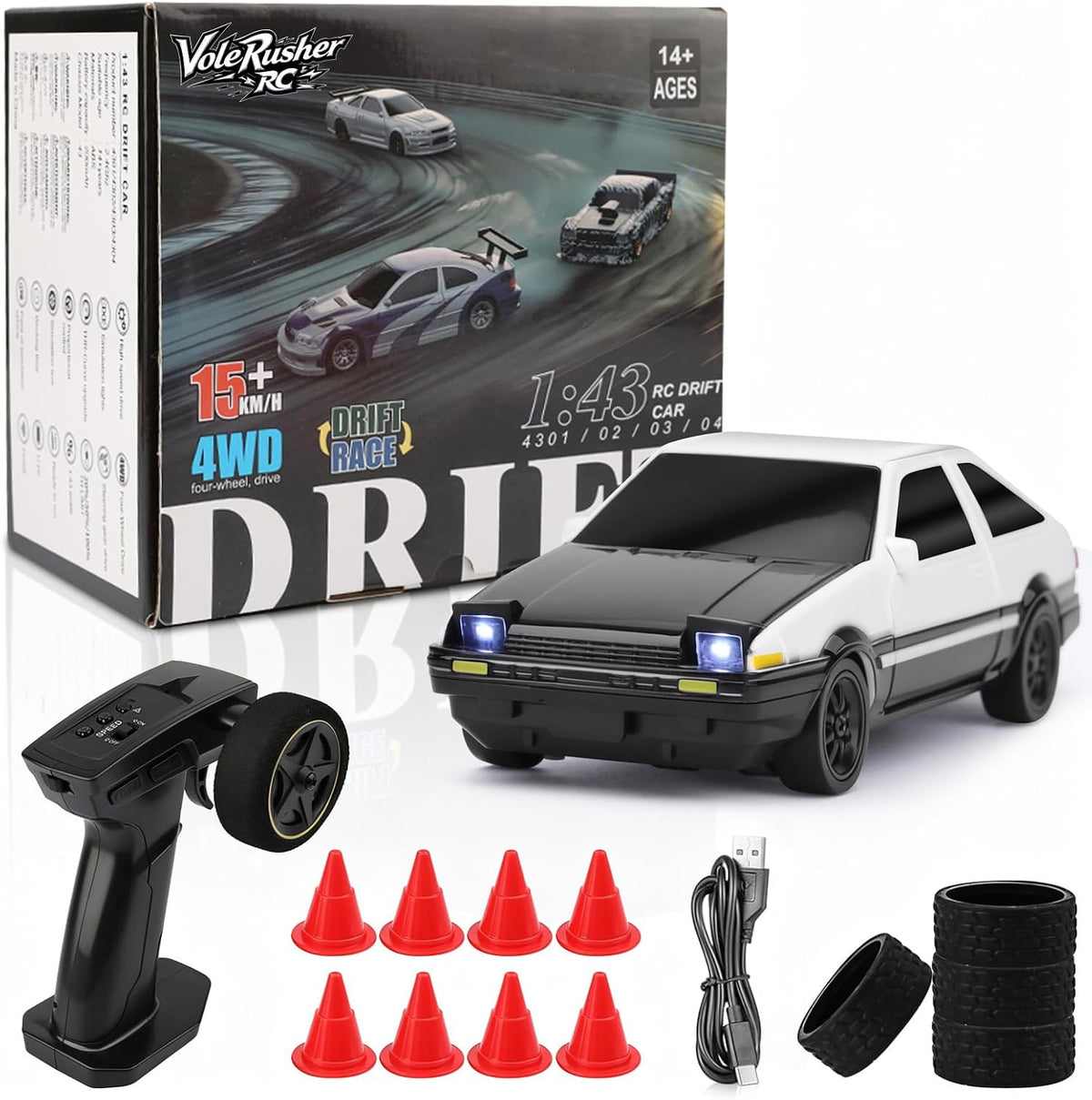 [4WD Edition 1/43 Scale Mini RC Drift Car, High Speed