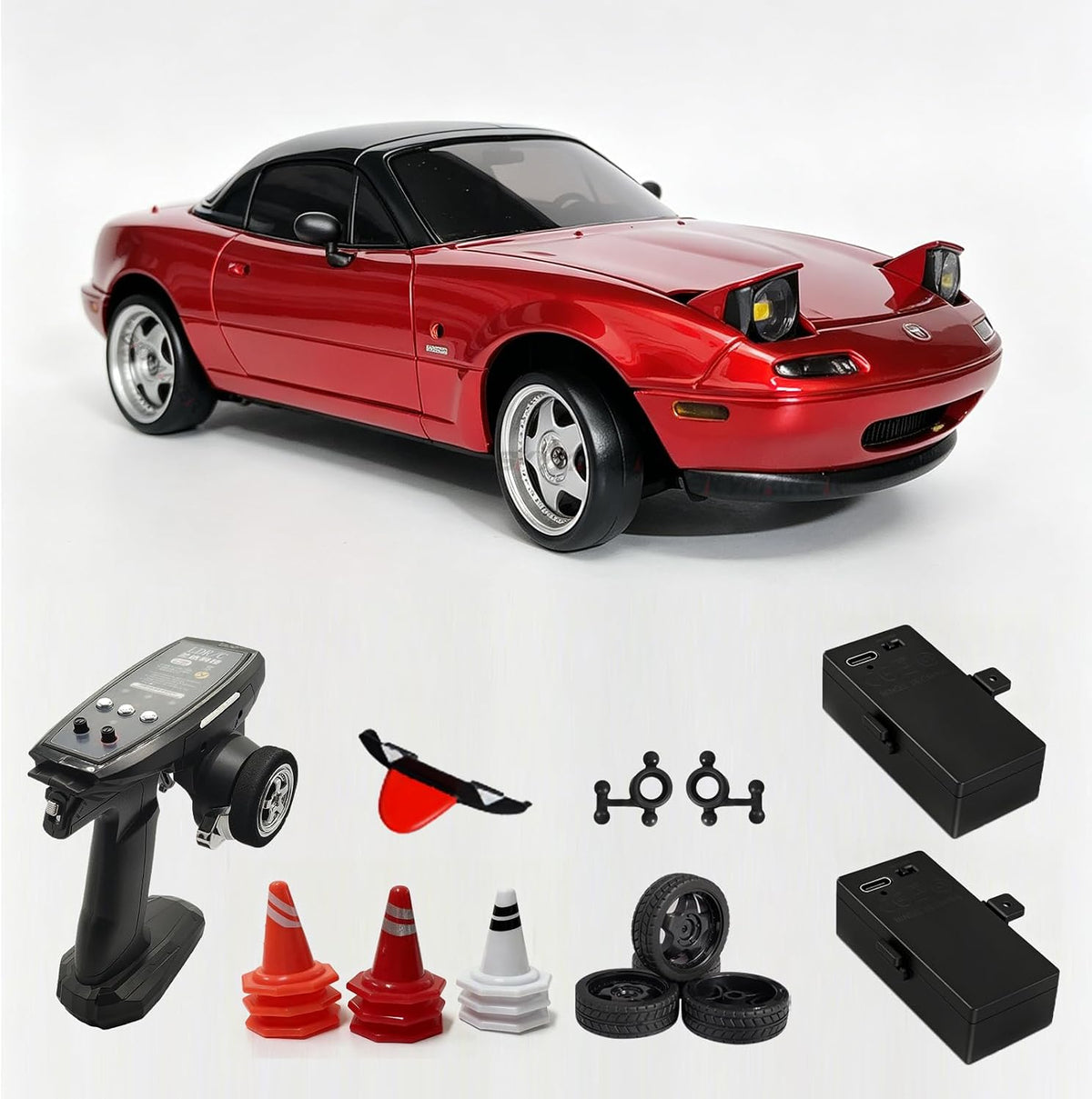 1/18 RC Drift Car Remote Control Miata with 2 Batteries(Red)