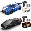 2 Pack Remote Control Cars, 1:16 Scale 4WD High-Speed 18KM/H RC Drift Cars with LED Lights & Spray, 2.4Ghz Racing Toy Set with 4 Rechargeable Batteries, Gift for Boys Girls Kids (2 Bundle)
