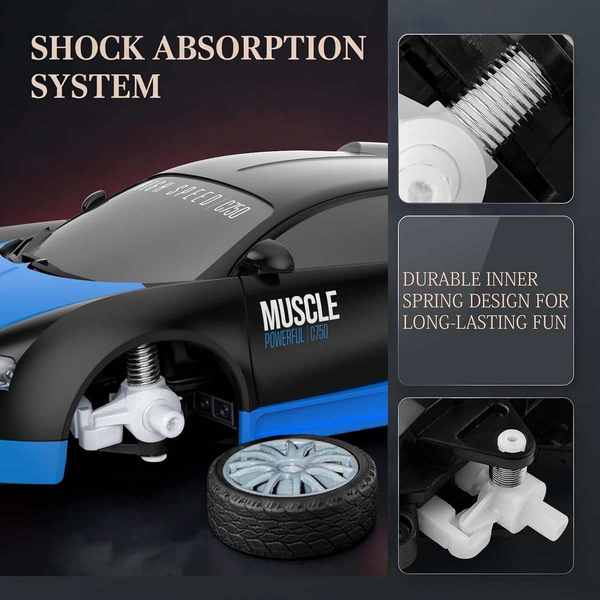 Remote Control Car RC Drift Car 2.4Ghz 1:24 Scale 4WD 15KM/H High Speed Model Vehicle with LED Lights Drifting Tire Racing Sport Toy Car for Adults Boys Girls Kids Gift