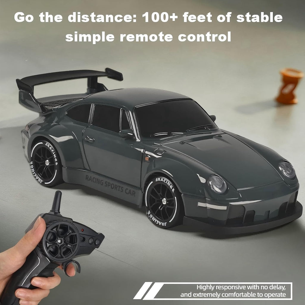 1:24 Scale RC Drift Car with LED Lights, 25Km/H 4WD High Speed, Dual Batteries 50+ Min Play, 2.4Ghz Remote Control, Multi-Surface Drift Tires, Racing Toy Vehicle for Adults Boys Girls, Silent Partner