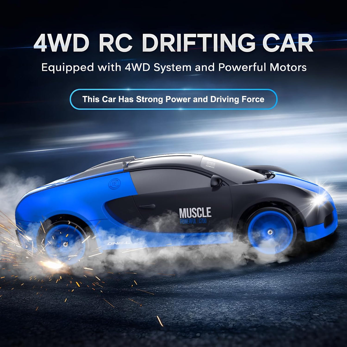 Remote Control Car RC Drift Car 2.4Ghz 1:24 Scale 4WD 15KM/H High Speed Model Vehicle with LED Lights Drifting Tire Racing Sport Toy Car for Adults Boys Girls Kids Gift
