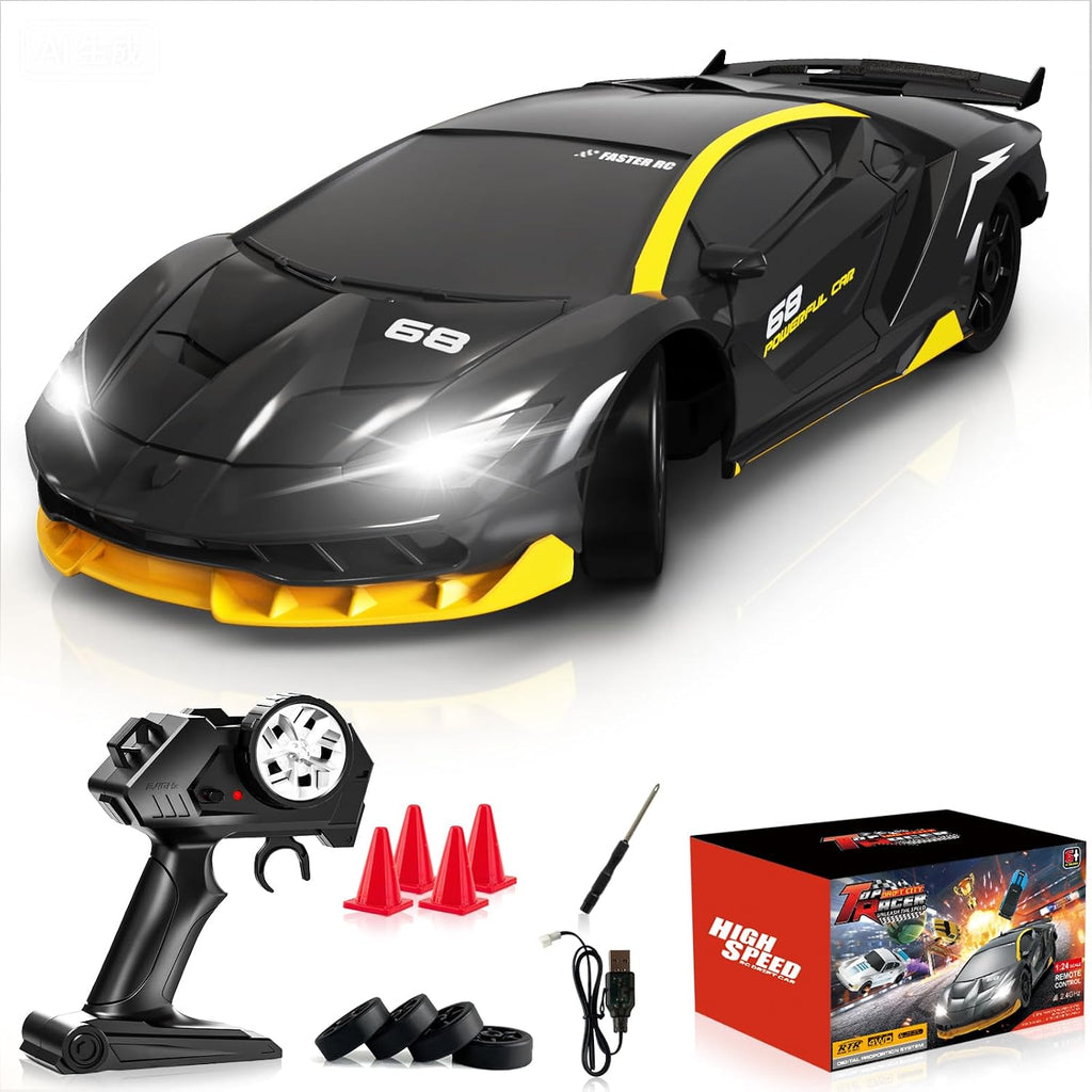RC Drift Car Remote Control Car 2.4Ghz 1/24 4WD 15KM/H High Speed Racing Sport with LED Lights Drifting Tire Toy for Adults Boys Girls Kids Gift