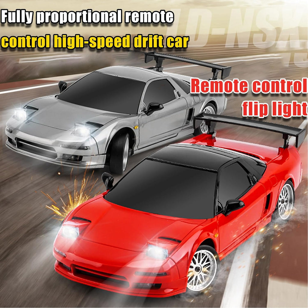 1:18 NSX Model LD1803 RC Drift Car 1/18 2.4G Remote Control on Road ESP Gyroscope LED Mini RC Racing Cars (Red)