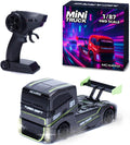 1/87 Scale Drift Rc Car - Semi-Truck Edition | 2.4Ghz 4WD High-Speed Mini Remote Control Truck with Racing Lights (Gray)