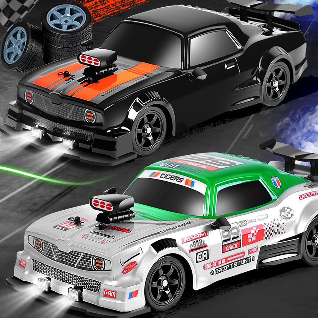 Remote Control Drift Car, 1:16 Scale Fast and Furious Cars 18KM/H High Speed RC Cars 2.4Ghz 4WD Remote Control Race Car LED Lights Spray Rubber Tire for Adults Teens Gift