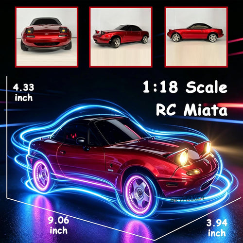 1/18 RC Drift Car Remote Control Miata with 2 Batteries(Red)