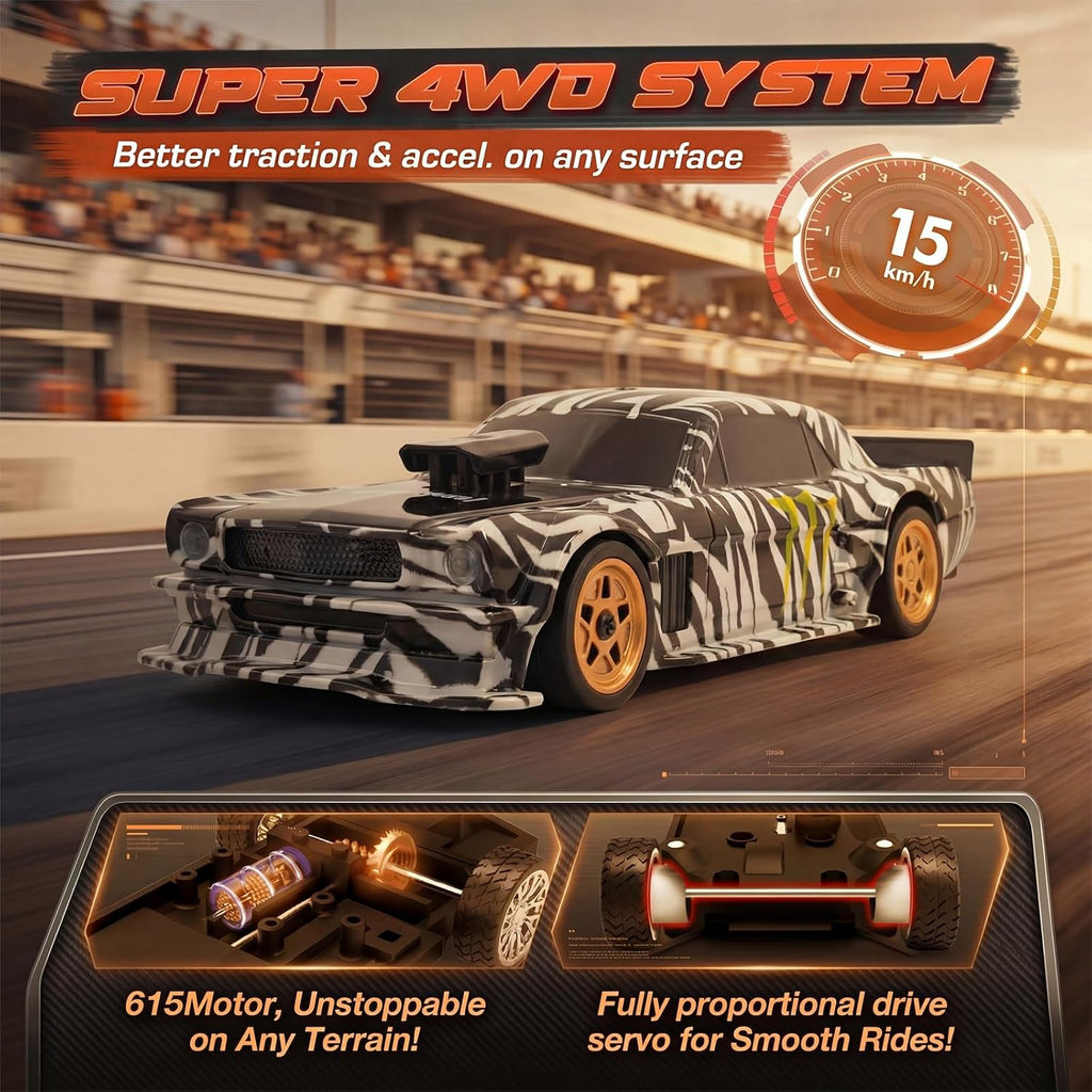 [4WD Edition 1/43 Scale Mini RC Drift Car, High Speed