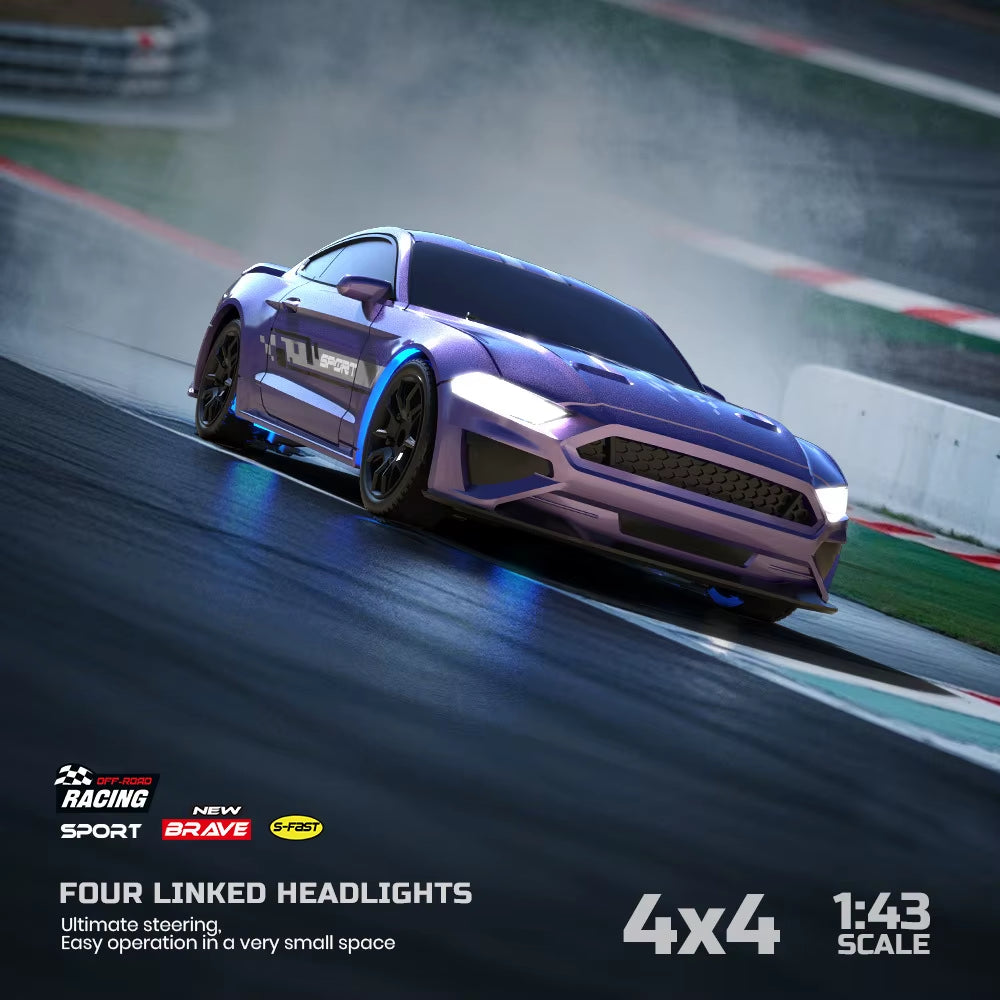 Rc Drift Car 1/43 Rc Gyro Rc4Wd Full Scale Remote Control Vehicle Metal Body Colorful Ambient Lighting Toy Cars for Boys