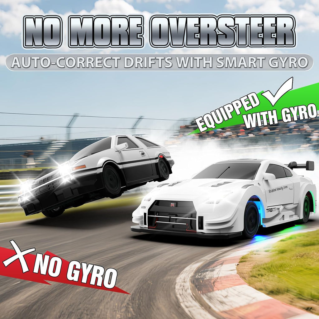 RC Drift Car, 1/43 Mini RC Drift Car with Gyro, 2.4Ghz Full Proportional Control, 20M/H 4WD High Speed Remote Control Alloy, LED Lights & Drift Tires, Toys Gift for Adults, Boys and Girls
