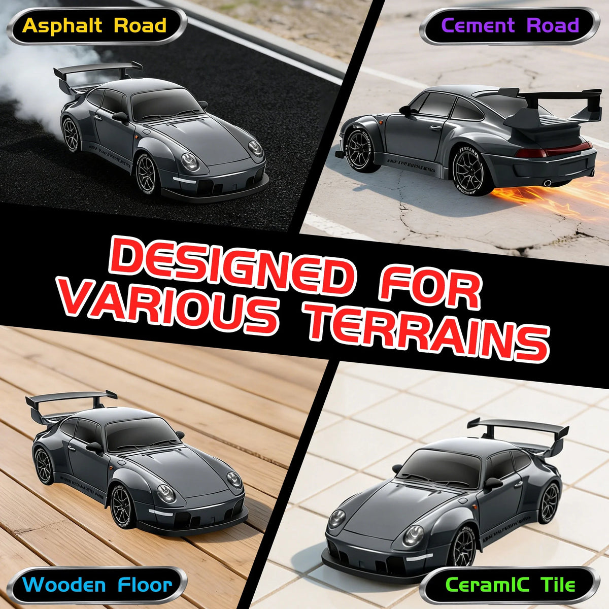 RC Drift Car 1:24 2.4Ghz 4WD High Speed Remote Control Cars Vehicle with LED Lights RC Race Car Toys for Boys Kids Adults