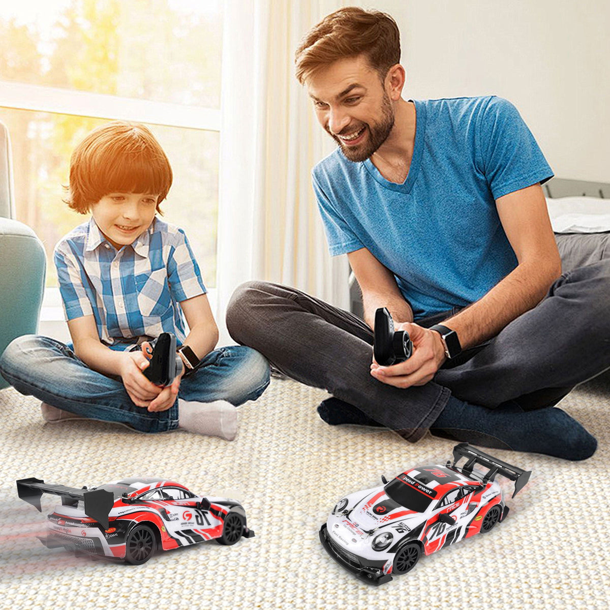 RC Drift Car 1/24 2.4Ghz 4WD High Speed Remote Control Cars Vehicle with LED Lights, 30KM/H RC Race Car Toys for Boys Kids Adults