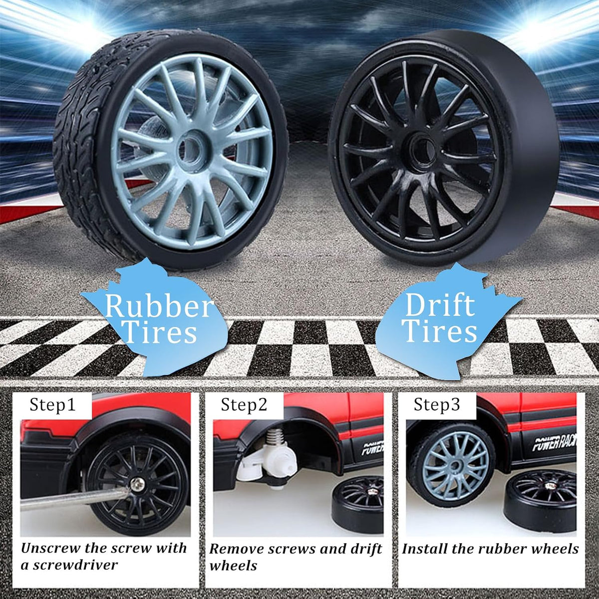 Remote Control Car RC Drift Car 2.4Ghz 1:24 Scale 4WD High Speed RC Cars Vehicle with LED Lights Drifting Tires Racing Sport Toy Cars for Adults Boys Girls Kids Gift
