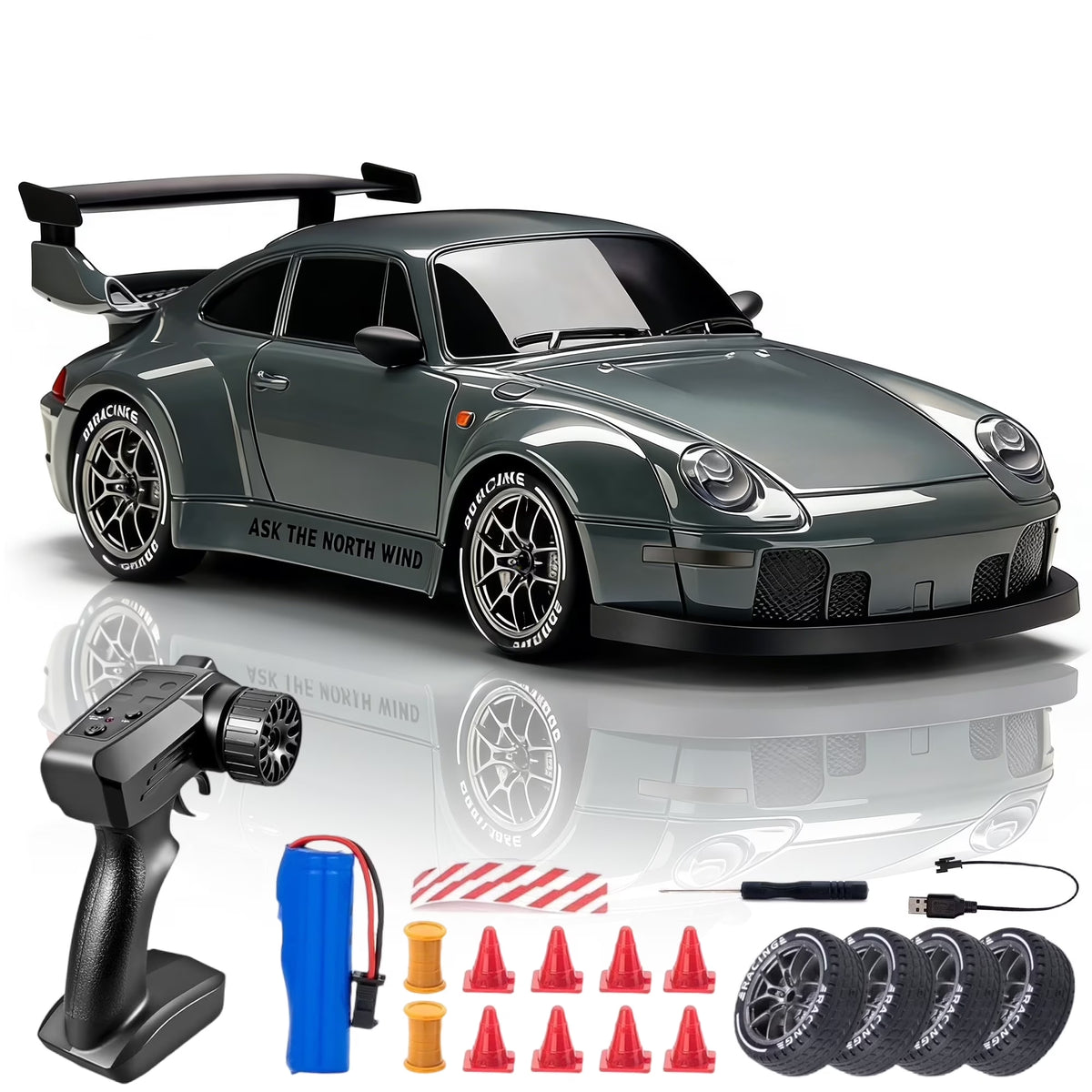 RC Drift Car 1:24 2.4Ghz 4WD High Speed Remote Control Cars Vehicle with LED Lights RC Race Car Toys for Boys Kids Adults
